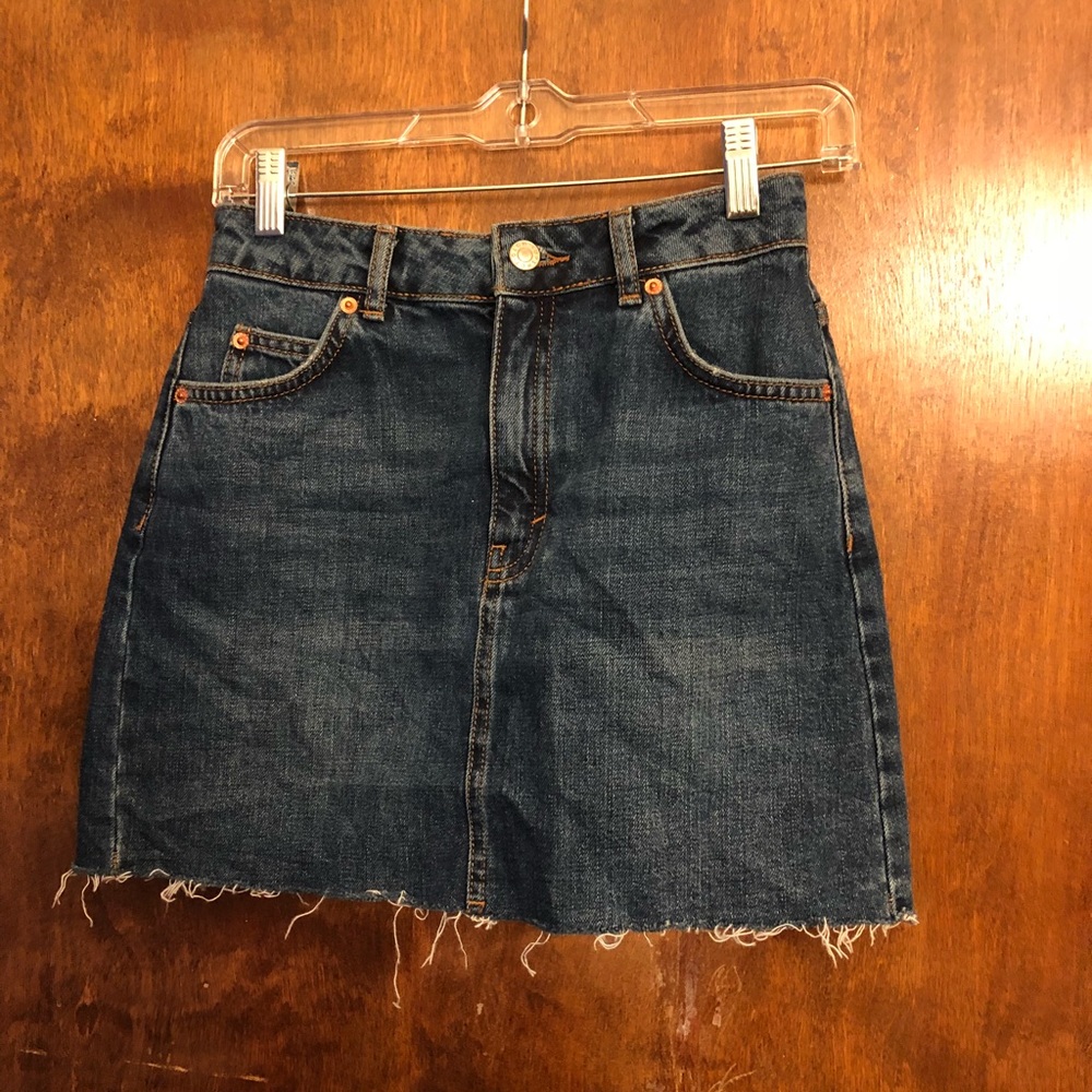 Topshop Moto High Waisted Denim Skirt-Dark Wash